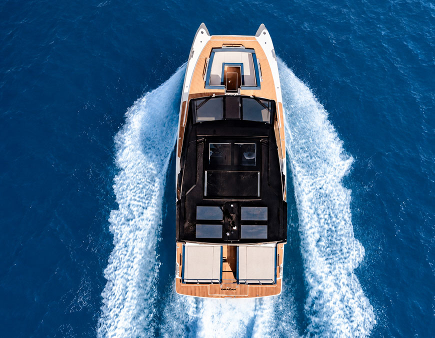 Dracan catamaran from above